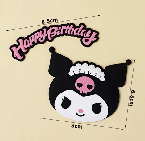 Tượng nhựa dẻo-Mèo Kuromi đen và chữ HPBD.
