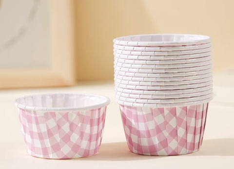 Set 50 cốc cupcake caro - HỒNG.