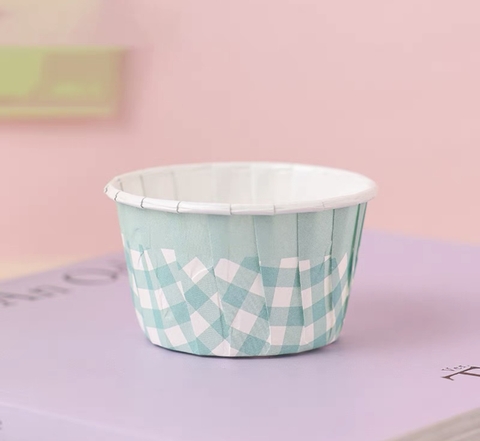 Set 50 cốc cupcake caro - XANH DƯƠNG.