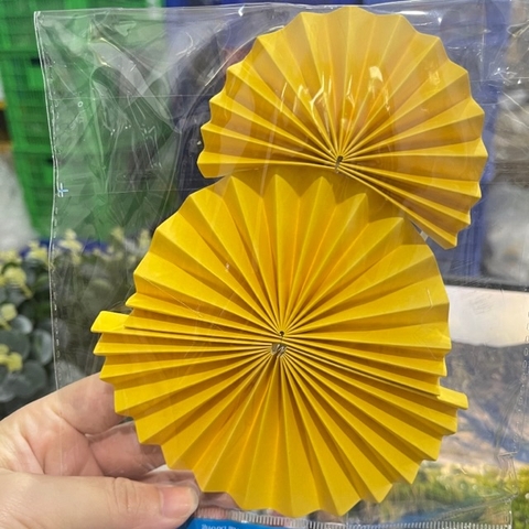 Set 3 quạt giấy màu vàng (HD).
