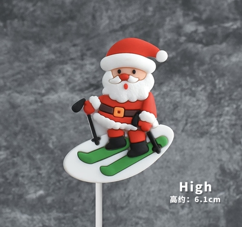 Tượng nhựa dẻo - ông già noel trượt tuyết.