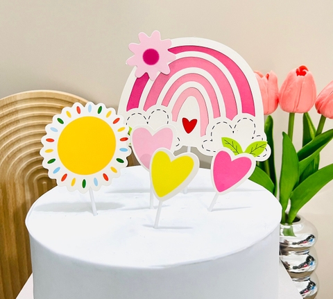 Set cầu vồng mặt trời và trái tim 2 lóp TN-HỒNG.