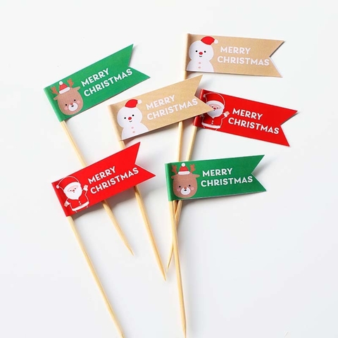 Set 16 thẻ cắm giấy Merry Christmas mix mẫu.