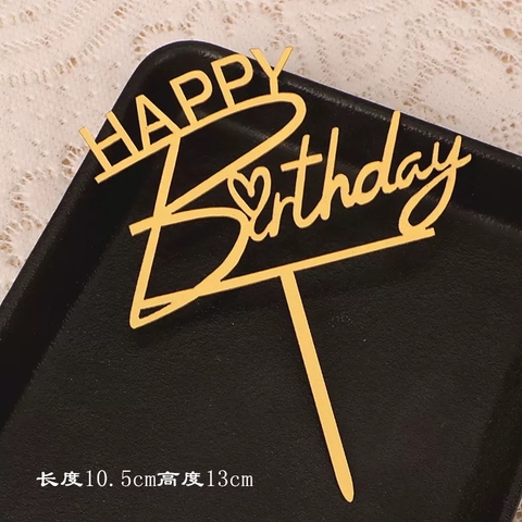 Set 10 mica HPBD- Chữ Happy gắn với chữ B- VÀNG.