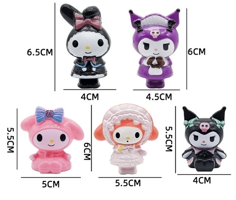 Set 5 tượng Mèo Melody KUROMI-NHỰA CỨNG.