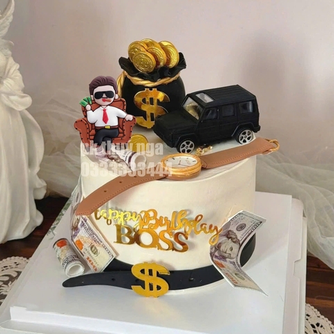 Tượng nhựa dẻo - sếp (boss) đeo kính đen ngồi vắt chân trên ghế màu nâu.