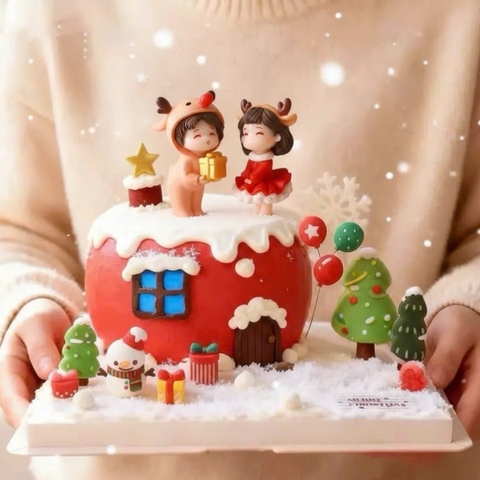 Tượng nhựa đẹp -cặp đôi em bé giáng sinh (tặng quà).