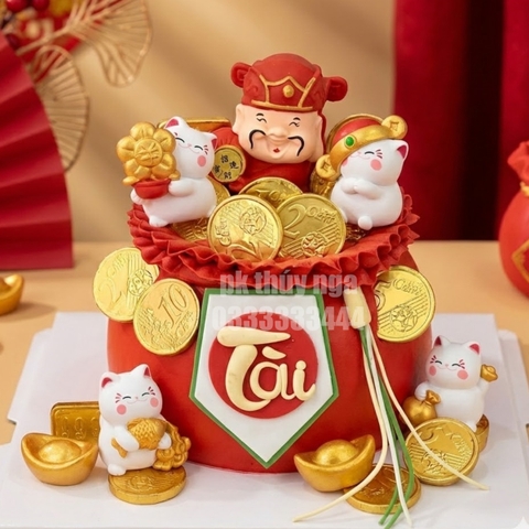 Set 4 mèo thần tài mix mẫu mini (nhựa đặc).