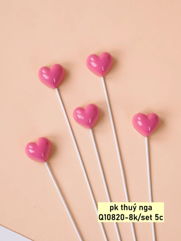 Set 10 cây tim nhựa-MÀU HỒNG.