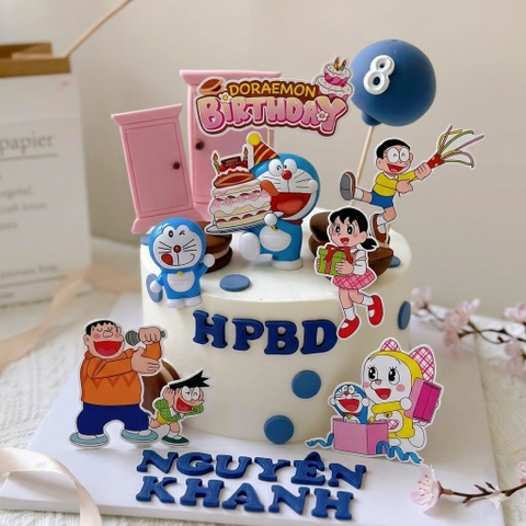 Combo 5 set giấy SX- Doremon và bánh sinh nhật.