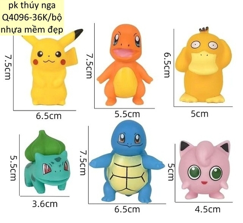 Bộ 6 POKEMON (nhựa cao su đẹp).