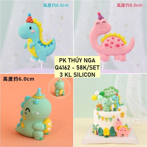 Set 3 khủng long SILICON (xanh lá-xanh dương-hồng).