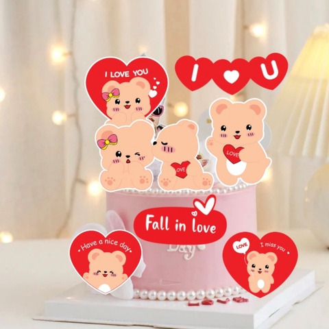 Combo 2 set giấy  - gấu vàng nâu (fall in love).