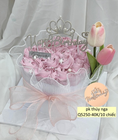 Set 5 chữ HPBD gắn hạt (đội vương miện).