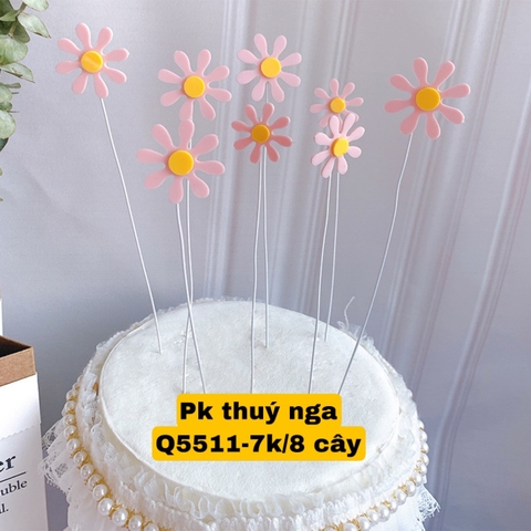 Set 8 mica hoa cúc-màu hồng.