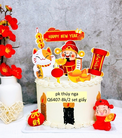 Combo 2 set giấy TẾT-  thần tài và mèo may mắn.