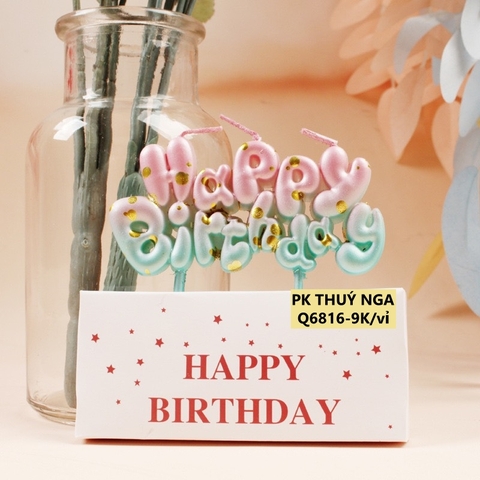 Nến HPBD (Happy birthday) màu tím xanh.