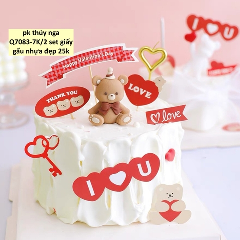 Combo 2 set giấy- Gấu đỏ nâu trắng (i love you).