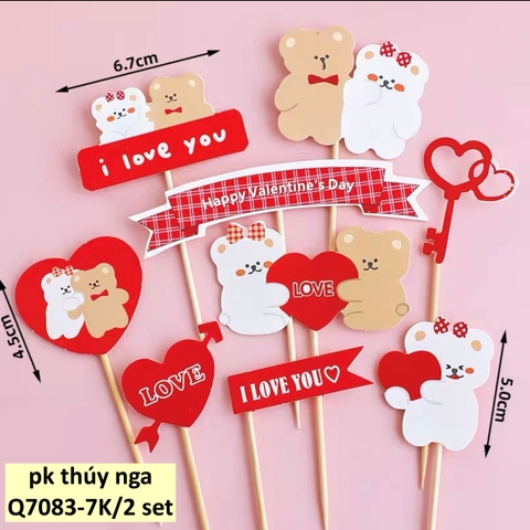 Combo 2 set giấy- Gấu đỏ nâu trắng (i love you).