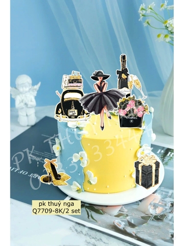 Combo 2 set giấy cô gái -giày-chai rượu Đen (20-10).