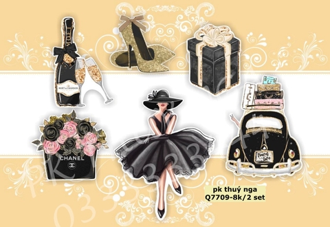Combo 2 set giấy cô gái -giày-chai rượu Đen (20-10).