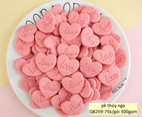 Bánh Quy hình trái tim HỒNG-CHỮ LOVE  (gói 300gam).