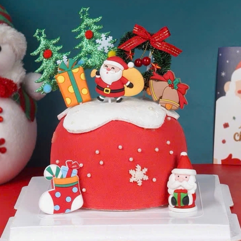 set 10 cây thông noel có gắn bông sắc màu.