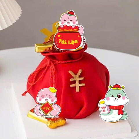 Combo 2 set giấy TẾT - rắn xanh hồng mix mầu (6 thẻ/set).