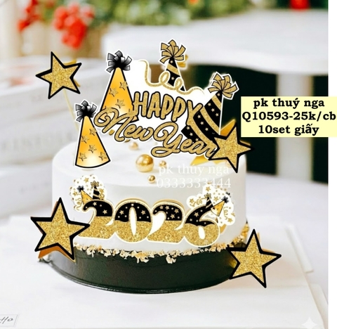 10 Set giấy TẾT- Chúc mừng năm mới 2026 mũ-ngôi sao vàng đen (5 TÚI).