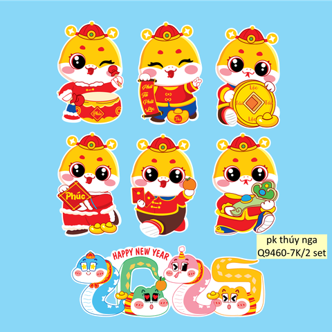 Combo 2 set giấy TẾT - bé rắn và số 2025.