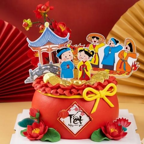 Combo 2 set giấy TẾT- lễ hội mùa xuân (ca hát chèo thuyền).