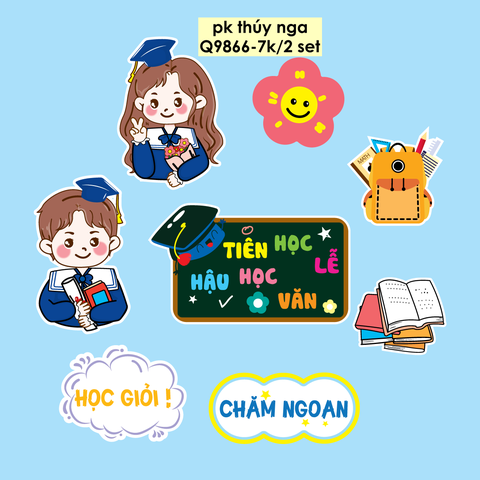 Combo 2 set giấy - 2 bé cử nhân tốt nghiệp (chăm ngoan học giỏi).