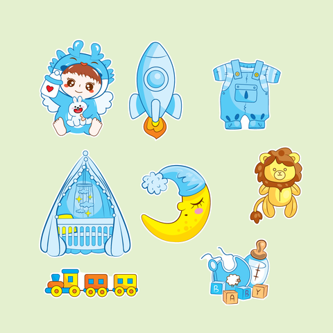 Combo 2 set giấy - em bé rồng XANH.