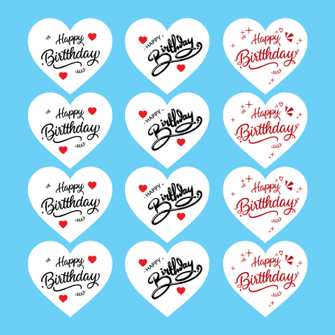 Set 60 thẻ trái tim HPBD giấy - MÀU TRẮNG (SIZE NHỎ 6.5x3.5cm).