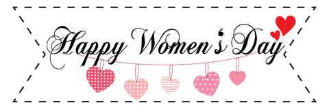 Set  60 thẻ trắng kèm que cắm- Happy Women's day chữ mảnh và dây trái tim đỏ.
