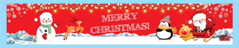 Set 10 thành bánh giấy chủ đề NOEL (màu đỏ)-ông già noel cưỡi xe tuần lộc 10cmx55cm.