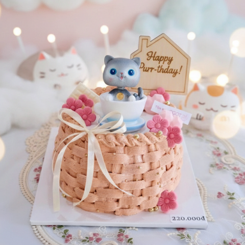 Mèo nhựa ngồi cốc-GHI.