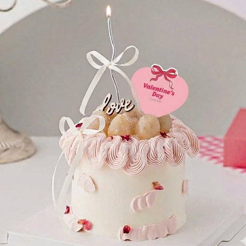 Set 60 thẻ giấy - Happy Valentine's day trái tim nơ màu hồng (kt 5cm).