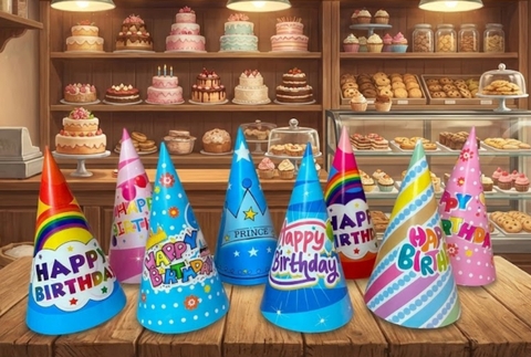 100 mũ giấy ivory CT mix mẫu (không kim tuyến).