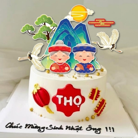 Combo 2 set giấy - ông bà, núi và cây xanh (ép nhũ).