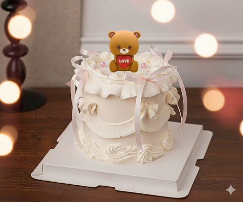 Tượng silicon - Gấu ôm trái tim đỏ chữ love trắng.