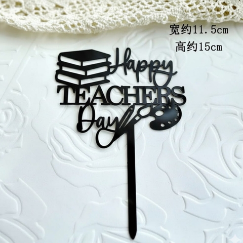 Set 10 Mica Happy Teacher's day gắn hình quyển sách -MÀU ĐEN.
