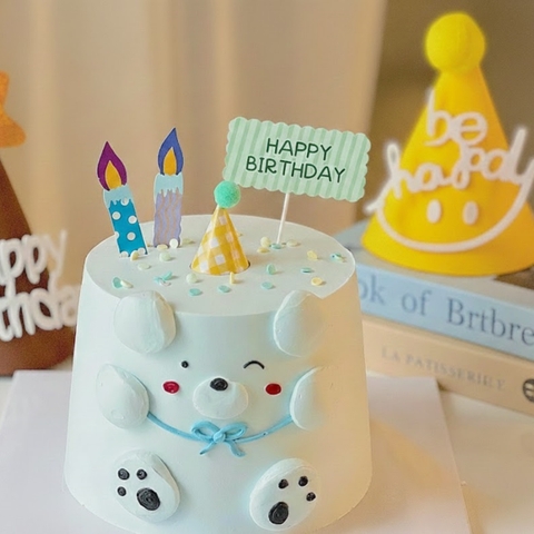 Set 50 thẻ giấy HPBD -  hinh chữ nhật viền sóng mix sắc màu.