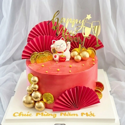 Set 10 mica Happy New Year gắn ly rượu-VÀNG.