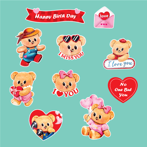 Combo 2 set giấy tình yêu -gấu xanh,  hồng mix mẫu.