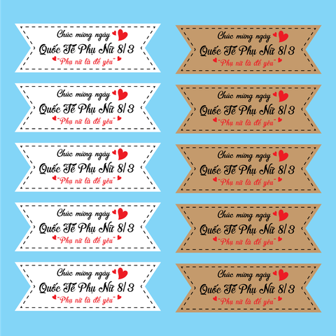 Set 60 thẻ giấy mix 2 màu nâu và trắng- Chúc mừng ngày Quốc tết phụ nữ 8-3.