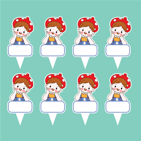 Set 40 thẻ giấy có chân cắm-bé trai mũ đỏ9798.