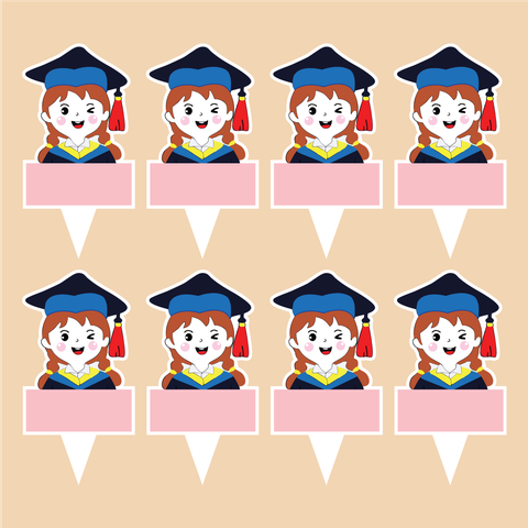 Set 40 thẻ giấy có chân cắm-bé GÁI CỬ NHÂN (MẪU 1)9800.