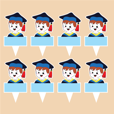 Set 40 thẻ giấy có chân cắm-bé TRAI CỬ NHÂN (MẪU 1).