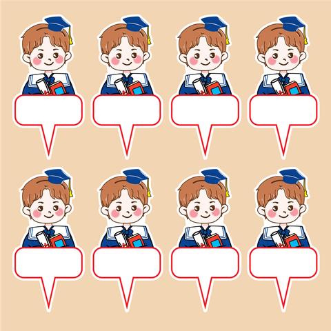 Set 40 thẻ giấy có chân cắm-bé TRAI CỬ NHÂN (MẪU 2)9805.